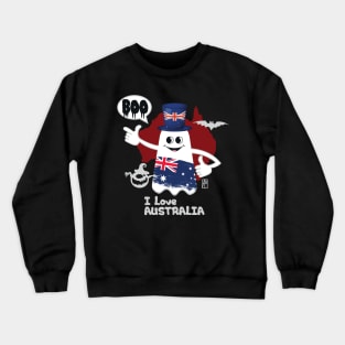 BOO GHOST with an Australian flag "I love Australian" - cute Halloween Crewneck Sweatshirt